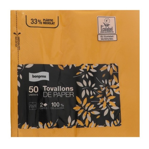 BONPREU Tovallons de paper color 33x33 cm