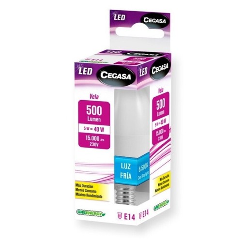 CEGASA Bombeta Led E14 llum freda 5W-6.500K