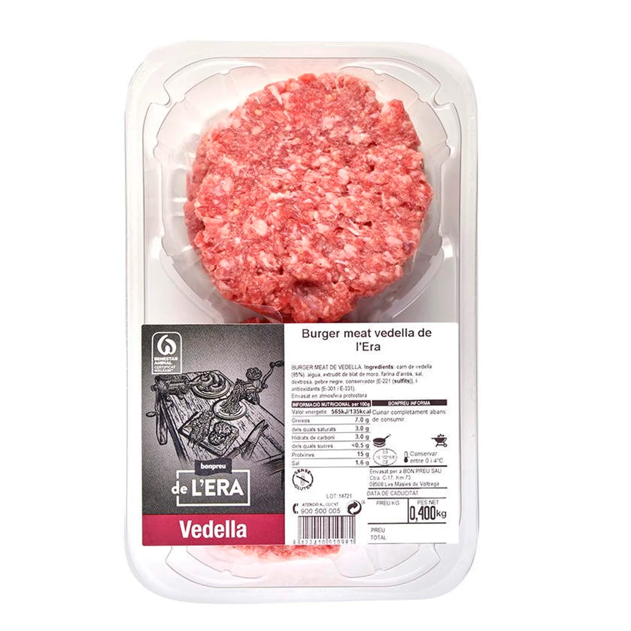BONPREU DE L'ERA Burger meat de ternera