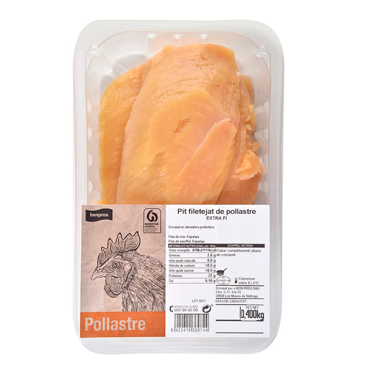 BONPREU Pechuga de pollo fileteada corte fino