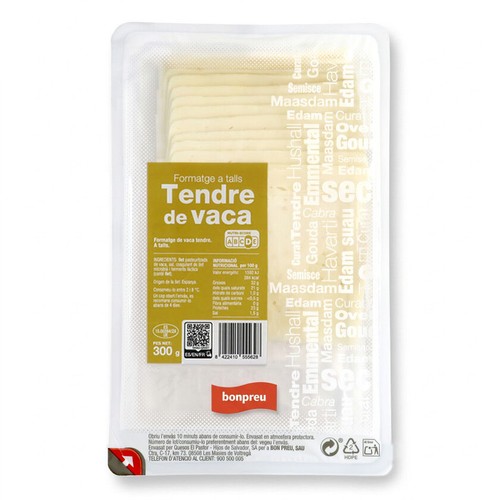 BONPREU Formatge de vaca tendre a talls