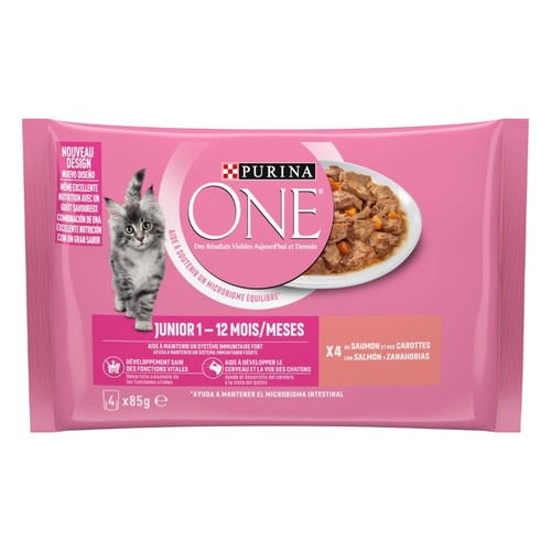 PURINA ONE Menjar de salmó i pastanaga per a gat júnior