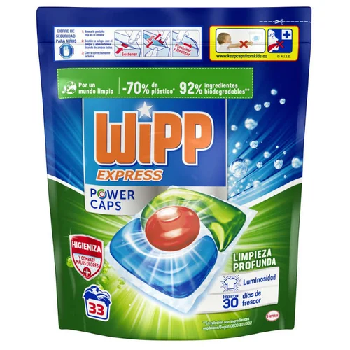 Detergente en cáspulas de 33 dosis