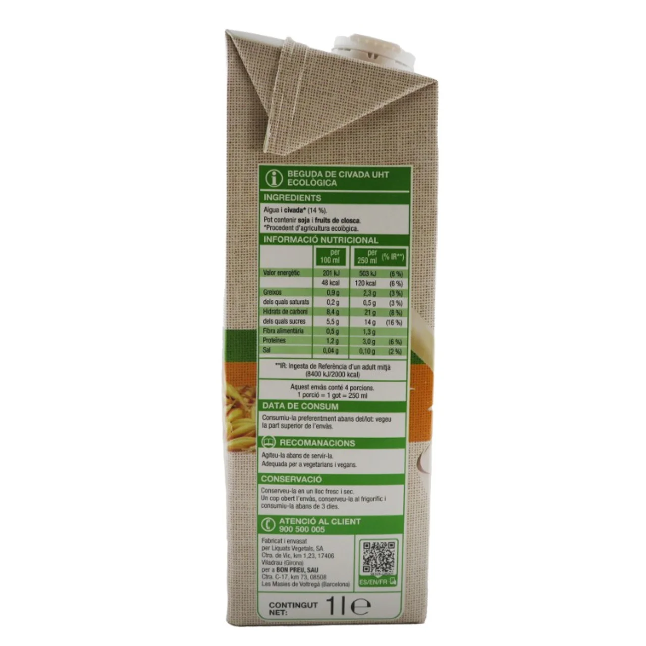 BONPREU Bebida de avena UHT ecológica
