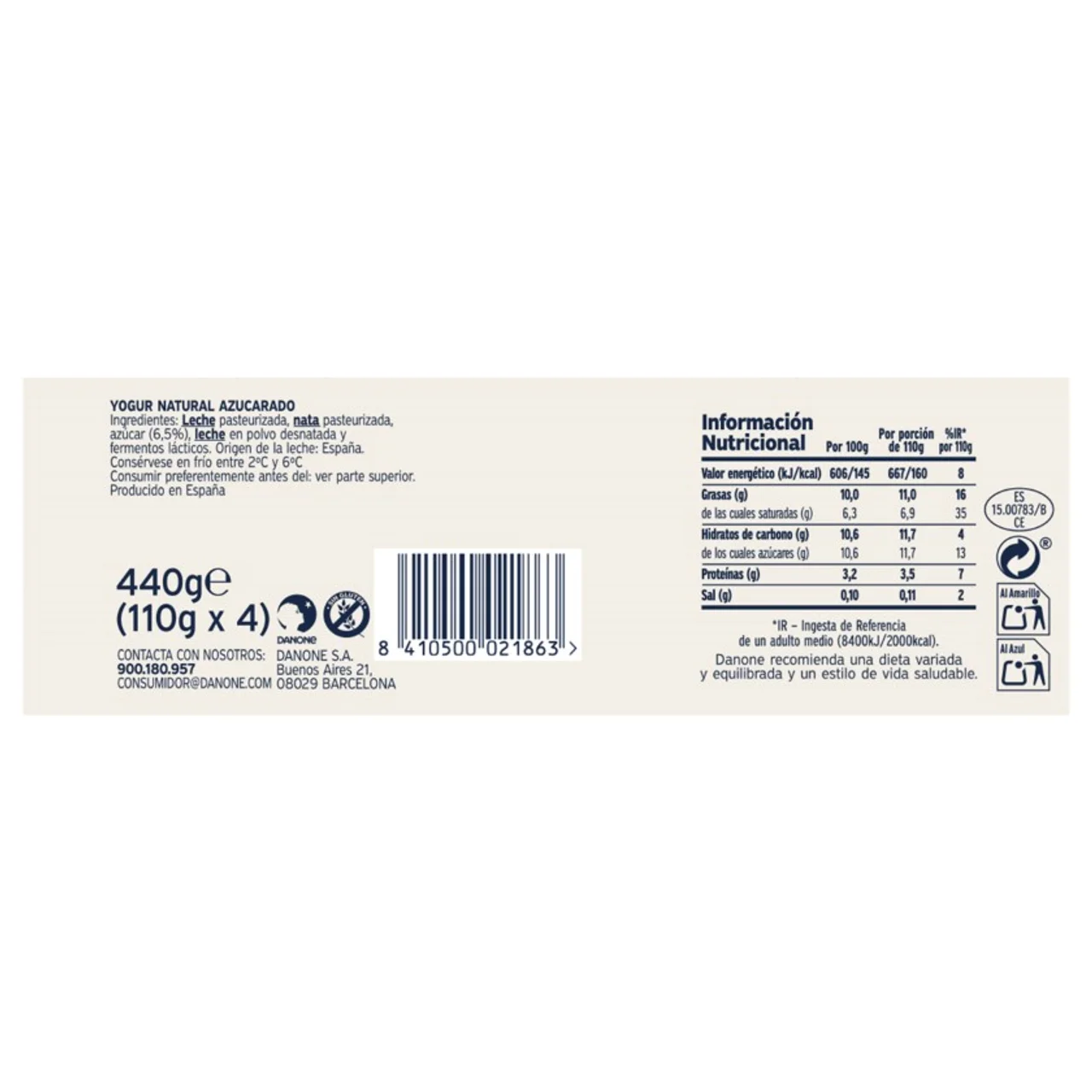 Yogur greigo azucarado