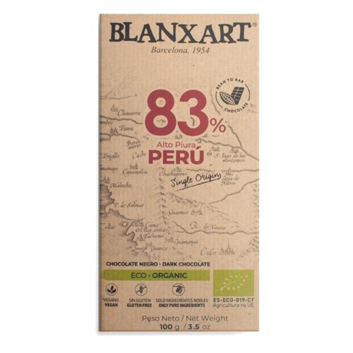 BLANXART Xocolata negra 83% del Perú ecològica
