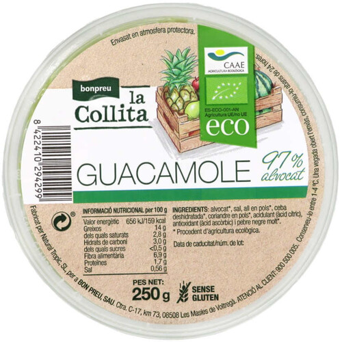 LA COLLITA Guacamole ecològic en terrina de 250g