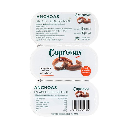 CAPRIMAR Anxoves en oli de gira-sol