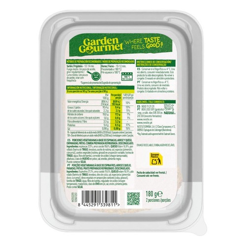 GARDEN GOURMET Arrebossat d'espinacs i formatge