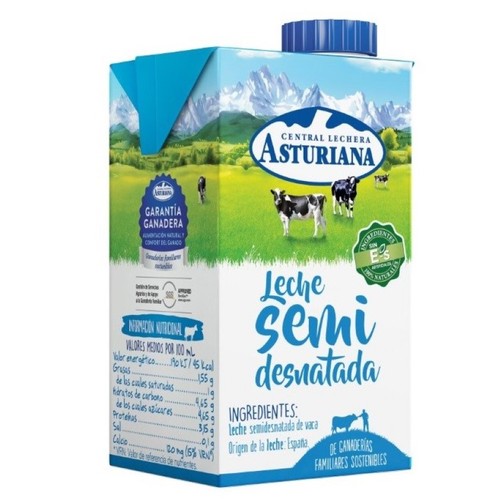 ASTURIANA Llet semidesnatada UHT en cartró