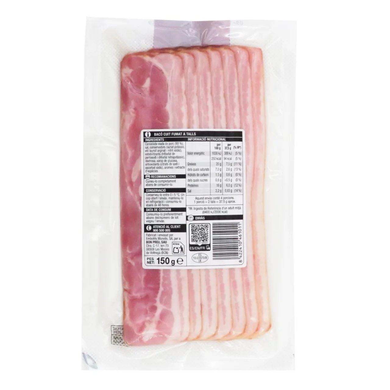 BONPREU Bacon cocido ahumado