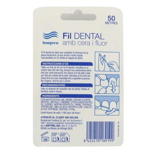 BONPREU Fil dental amb cera i fluor
