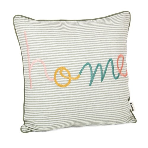 KIANDU Coixí de ratlles verd i blanc 45x45 cm