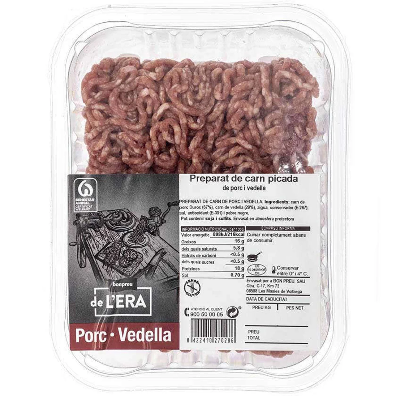 BONPREU DE L'ERA Preparado de carne de cerdo y ternera