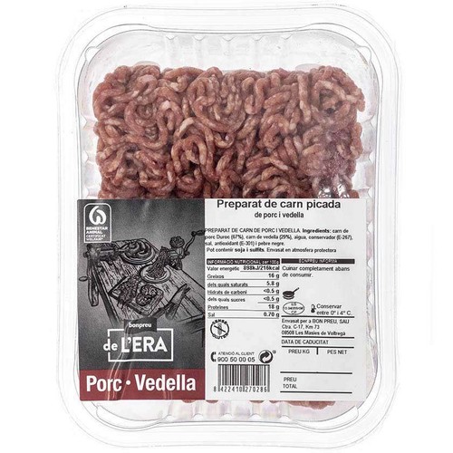 BONPREU DE L'ERA Preparat de carn de porc i vedella