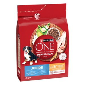 Imagen de PURINA ONE Menjar de pollastre i arròs Junior per a gos medium/maxi