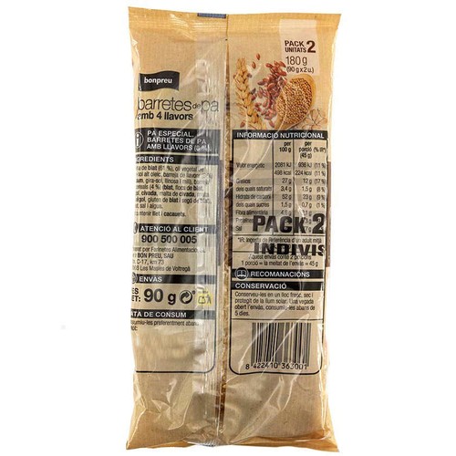 BONPREU Barretes de pa amb 4 llavors