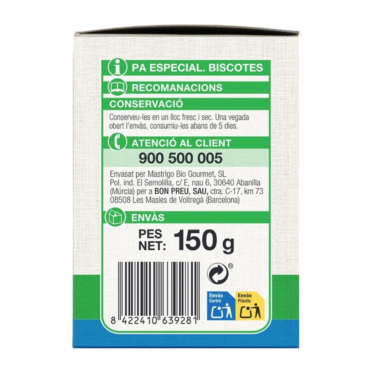 BONPREU Biscotes ecológicos