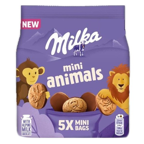MILKA Galetes animals mini banyades amb xocolata
