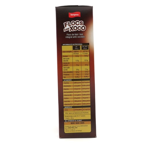 BONPREU Flocs de blat integral amb xocolata