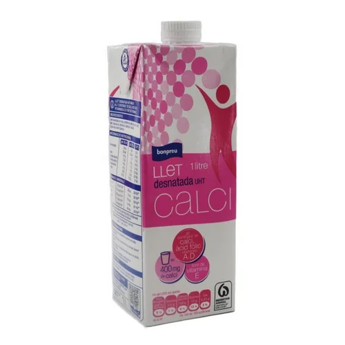 BONPREU Leche desnatada con calcio 6x1L en cartón