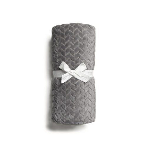 HOME INTERIORS Manta polar espiga gris 150x200