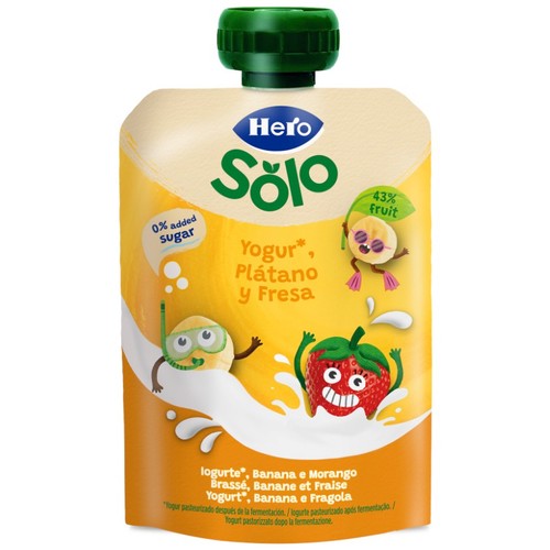 HERO Puré de fruites iogurt, plàtan i maduixa
