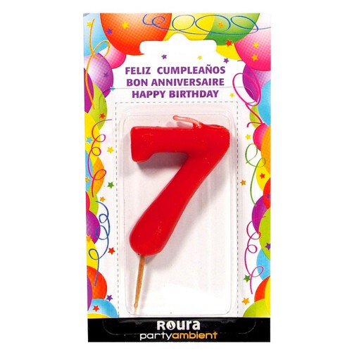 ROURA Espelma d'aniversari vermella núm. 7