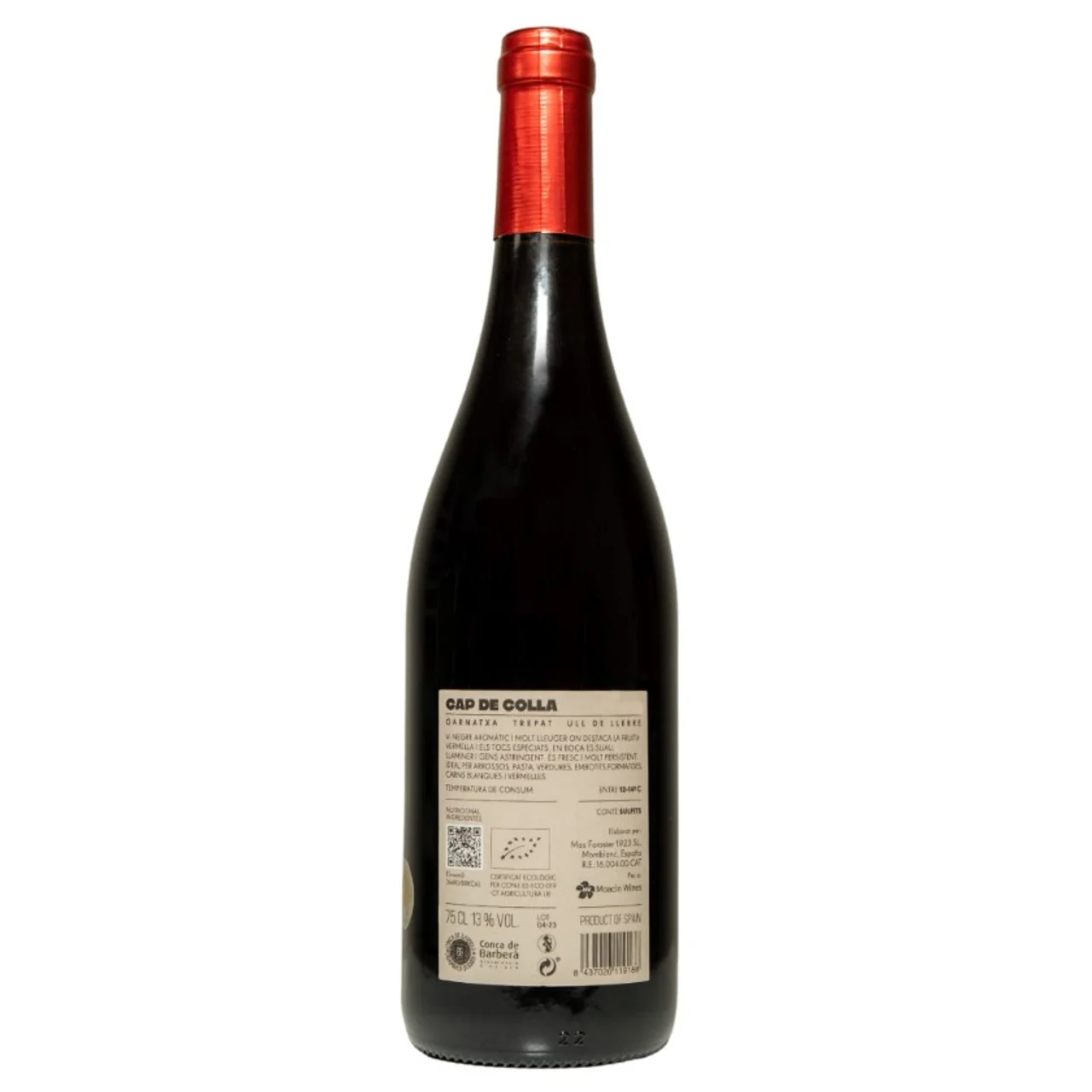 Vino tinto ecológico DO Conca de Barberà