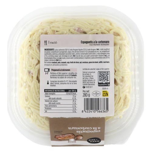 TERRA I TAST Espaguetis a la carbonara