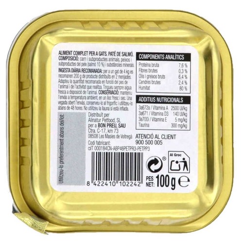 BONPREU Menjar de salmó per a gat adult