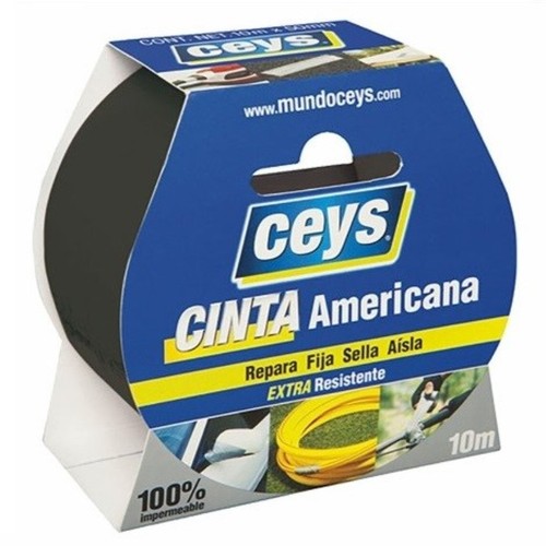 CEYS Cinta americana negra 10m x 50mm