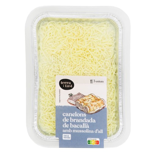 TERRA I TAST Canelons brandada bacallà amb mussolina d'all 3u.