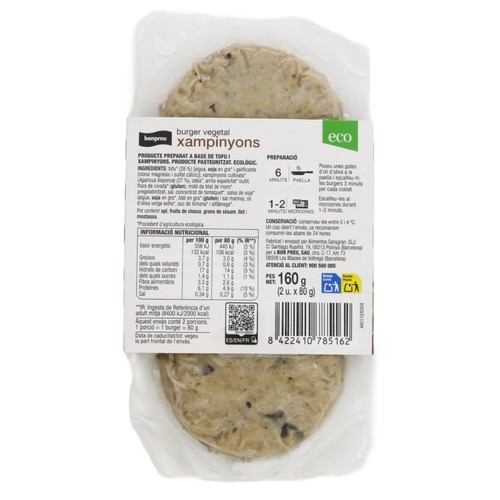 BONPREU Burger vegetal xampinyons ecològica