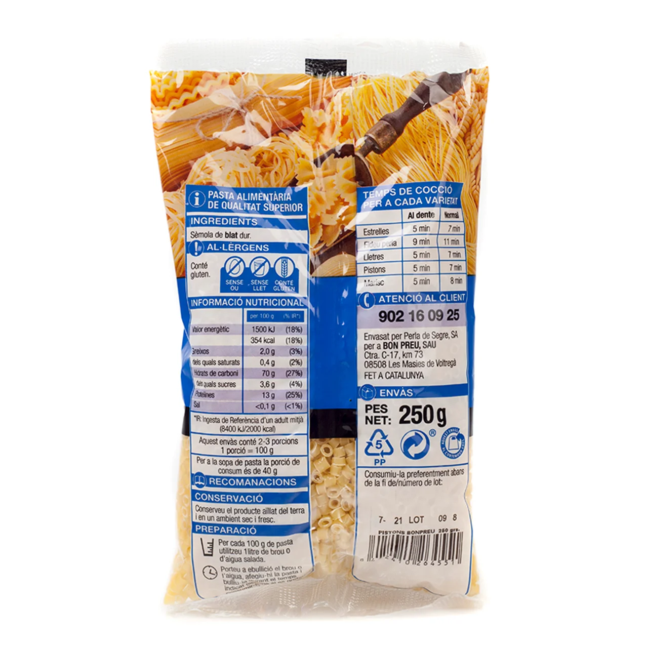 BONPREU Pasta pistones Km0