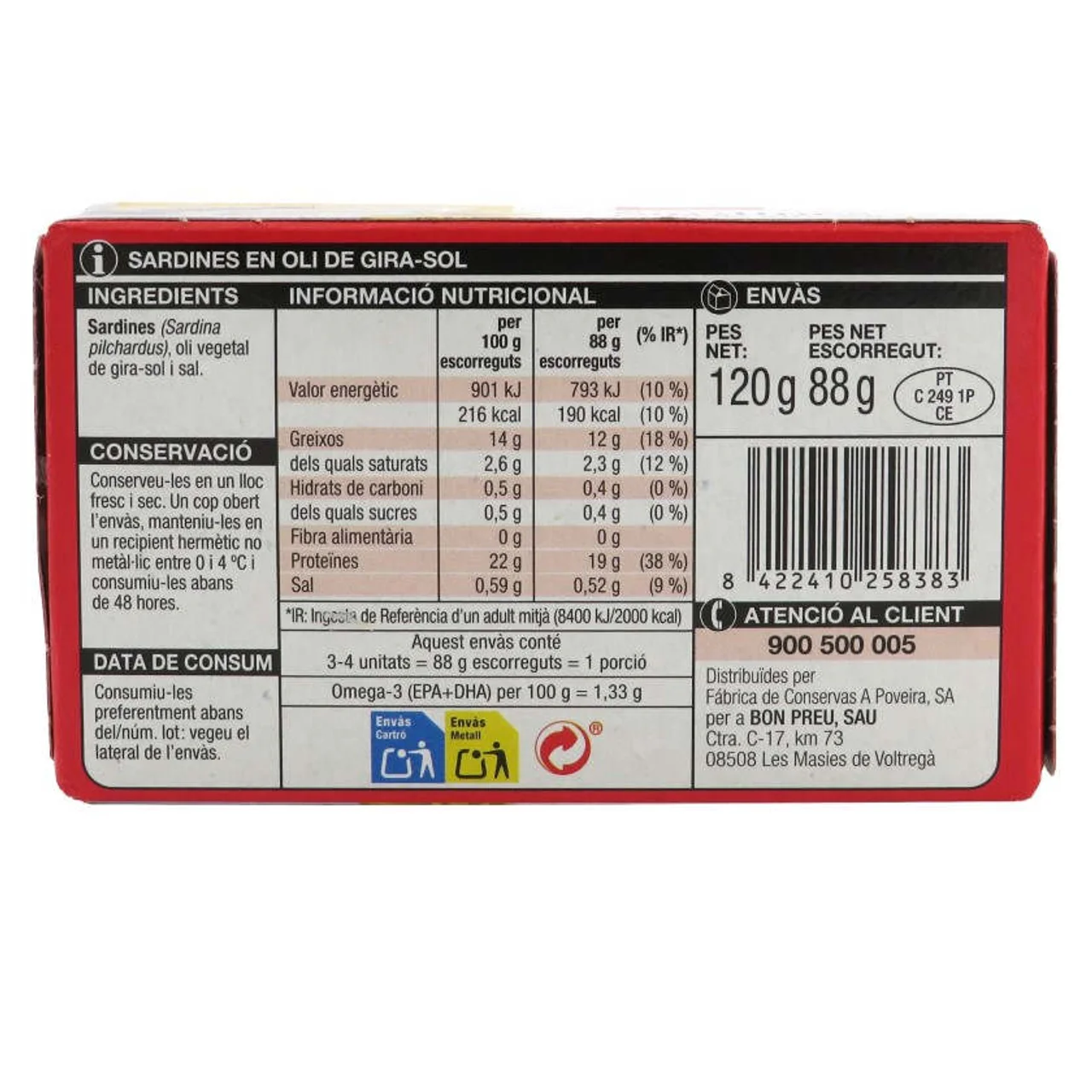 BONPREU Sardinas en aceite de girasol