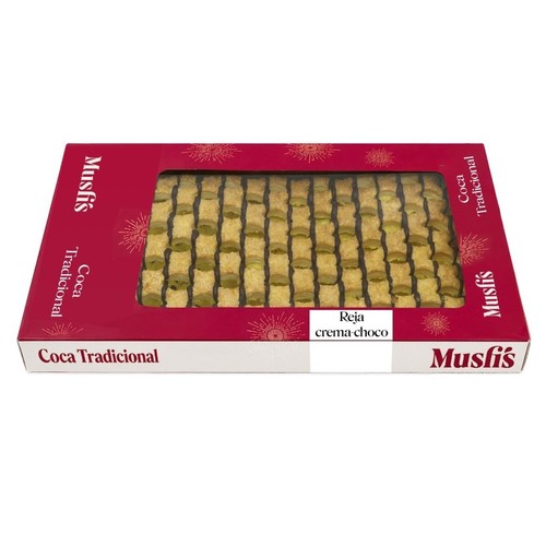 MUSFI'S Coca reixada de full amb crema de cacau