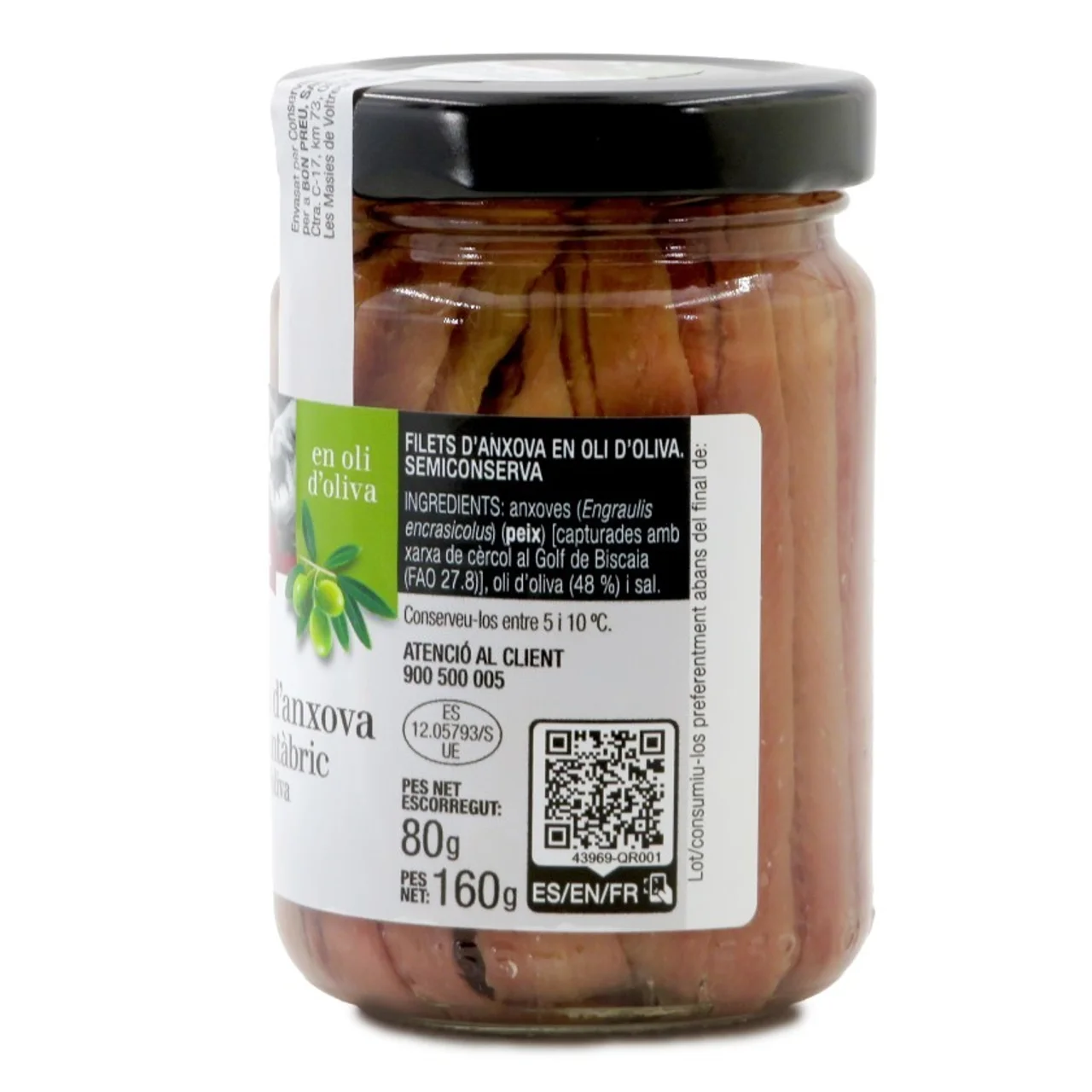 BONPREU Filetes de anchoa del Cantábrico en aceite de oliva
