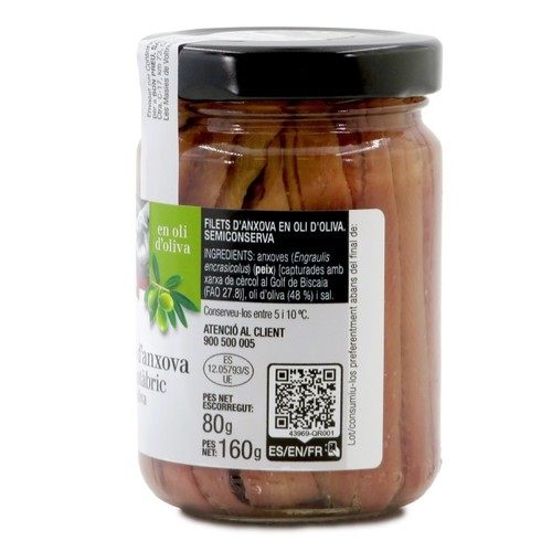 BONPREU Filets d'anxova del Cantàbric en oli d'oliva