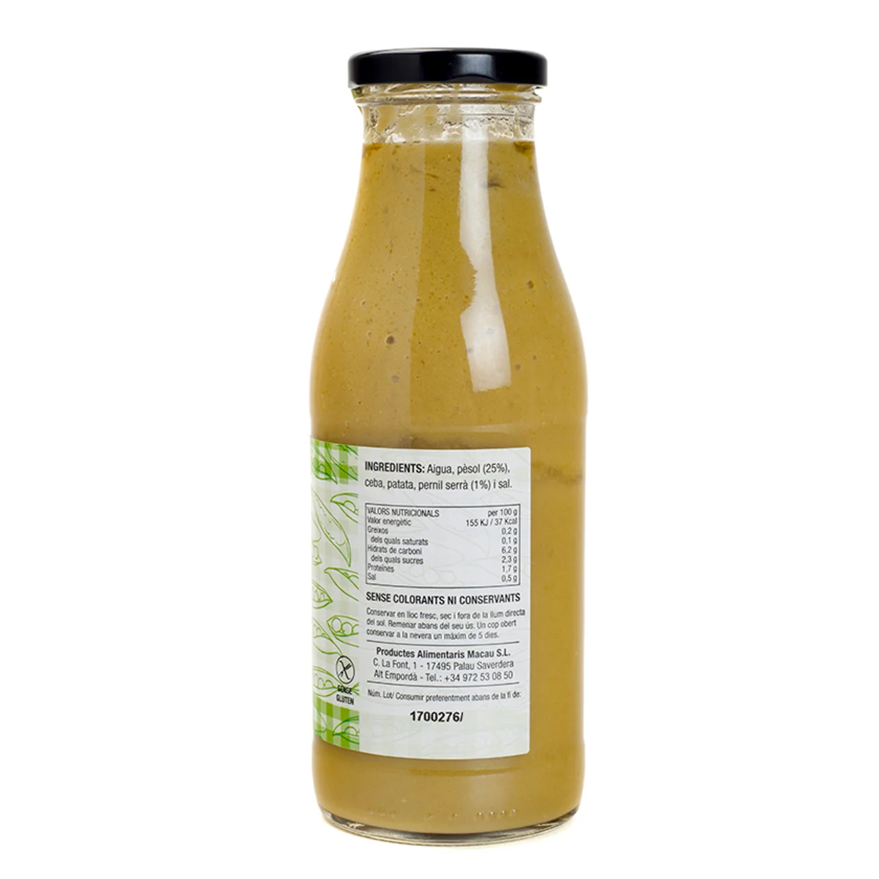 Crema de guisantes y jamón