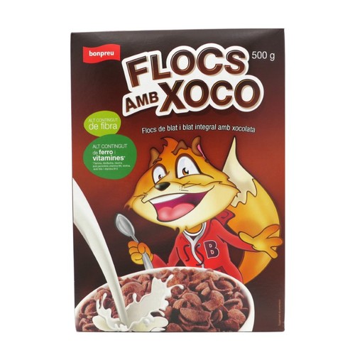 BONPREU Flocs de blat integral amb xocolata