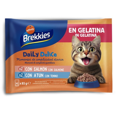 BREKKIES Menjar en gelatina de peix Daily Delice per a gat adult
