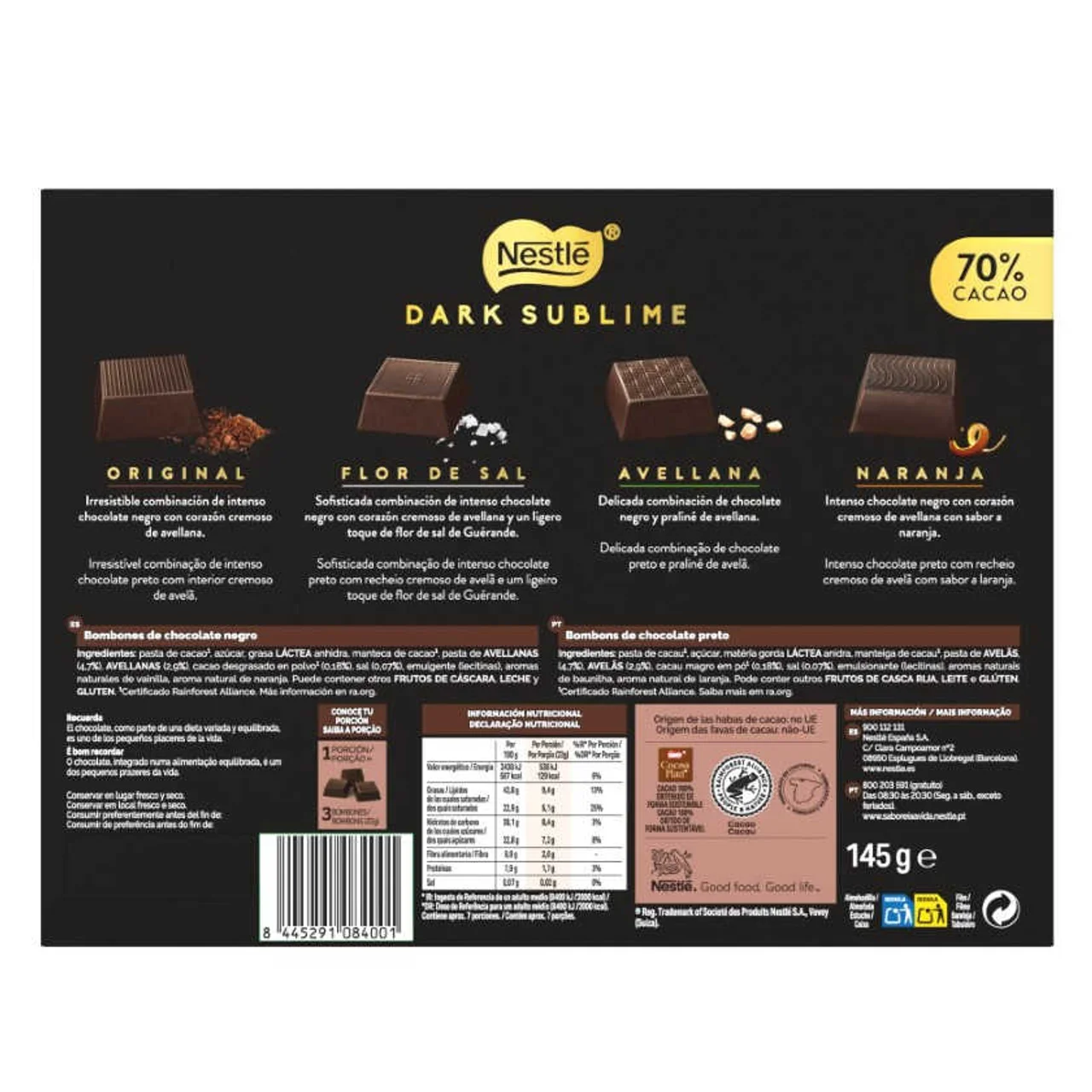 Bombones de chocolate negro Dark Sublime