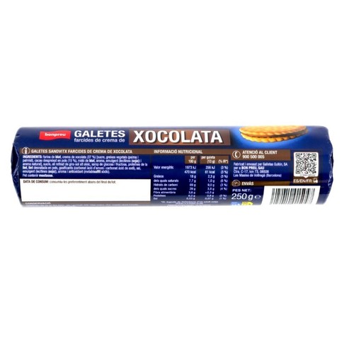BONPREU Galetes farcides de crema de xocolata