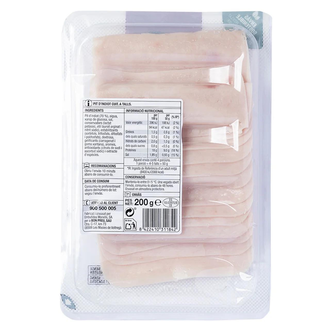 BONPREU Pechuga de pavo cocido en cortes finos