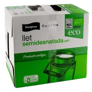 BONPREU Leche semidesnatada eco UHT 6x1 L en cartón