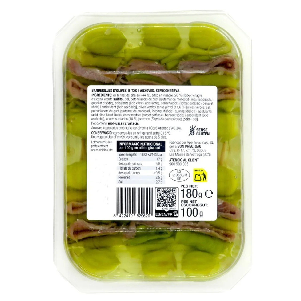 BONPREU Banderillas de aceitunas con guindilla y anchoas