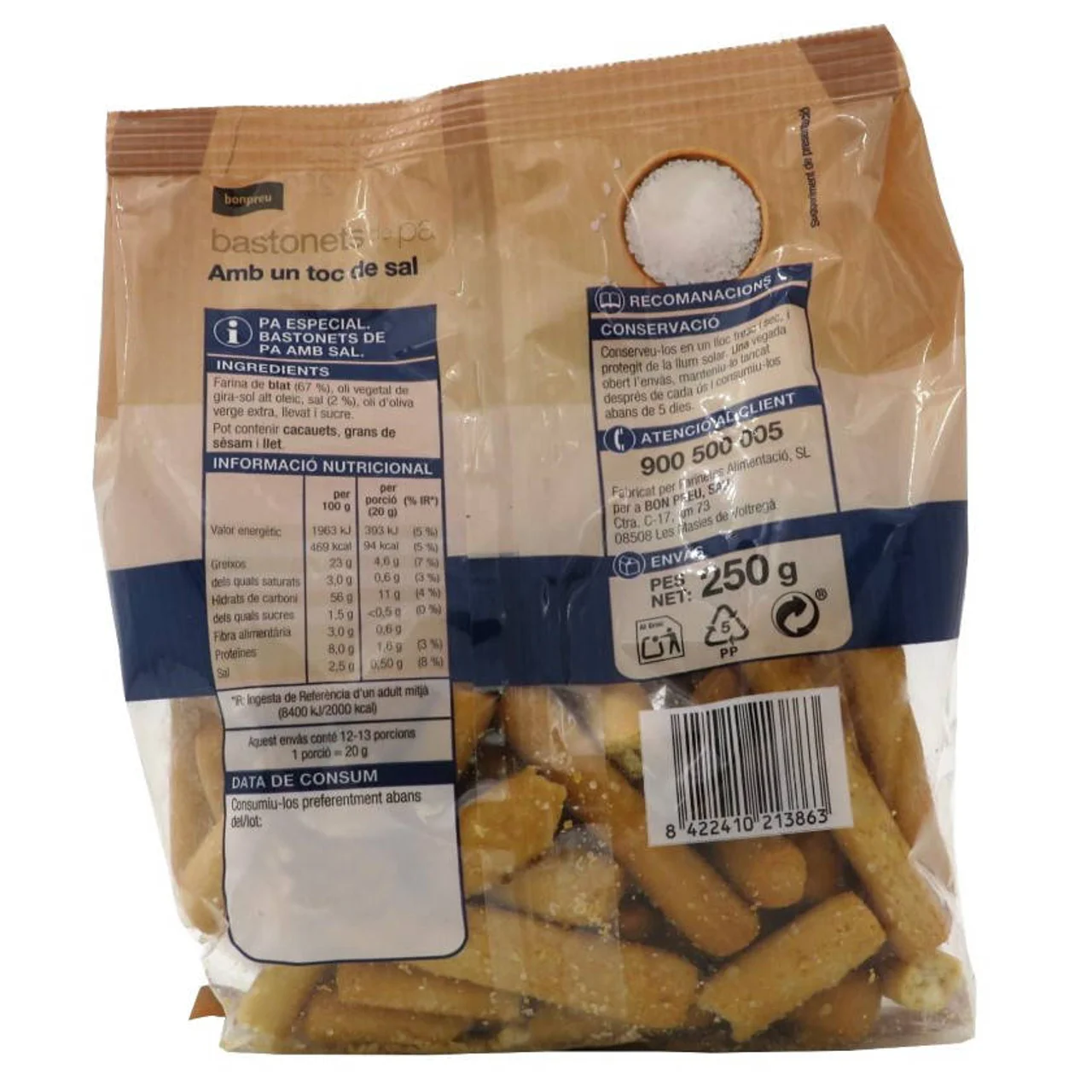 BONPREU Bastoncillos de pan con un toque de sal