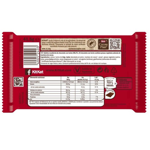 KITKAT Barretes de xocolata amb llet i galeta