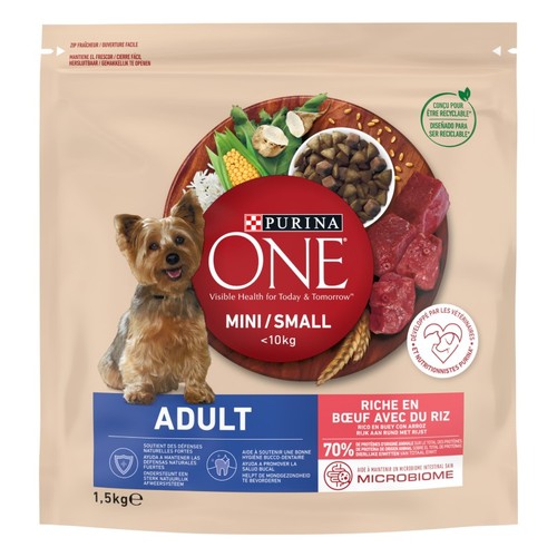 PURINA ONE Menjar de bou i arròs per a gos mini